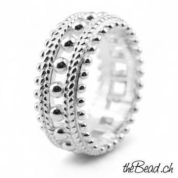 Silber Bandring im "Pünktchen" Design