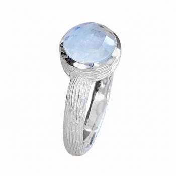 Silber Fingerring mit REGENBOGEN MONDSTEIN