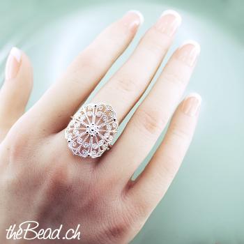 Preview: Romantisch - verspielter Silber Ring CASSY Preview: silber ring aus echtsilber fingerschmuck online bestellen