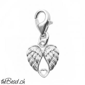 Silber Charm FLÜGEL - HERZ