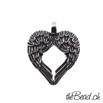 925 sterling silver wing heart pendant