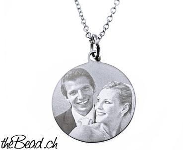 Stainless steel engraved with necklace