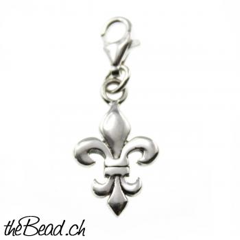 FRANZÖSISCHE LILIE Charm 925 Sterling Silver