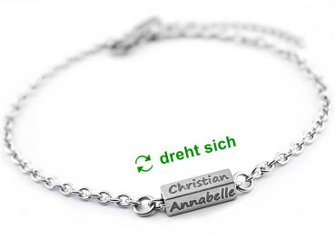 Fuss-Schmuck aus Edelstahl mit Gravur