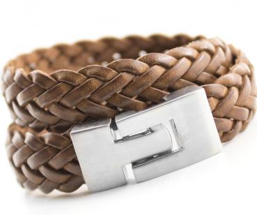 men leather bracelet flat braided