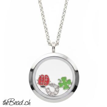 Preview: Kleeblatt Glücksbringer für Glas medaillon Anhänger