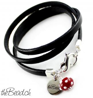 Lederarmband mit Kristall Charm theBead