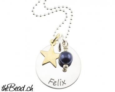 necklace STAR with engraving