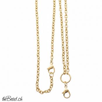 3 mm goldfarbene Kette mit Karabiner zum Einhängen von Anhängern, 60 cm