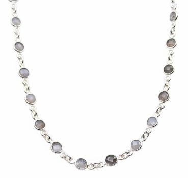Silberhalskette mit grauem MONDSTEIN, verstellbar