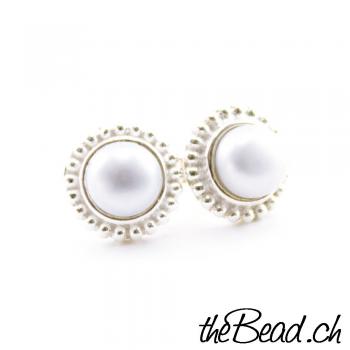 Earrings made of 925 sterling silver and freshwater pearls