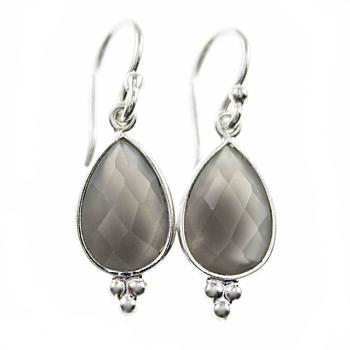 Earrings made of 925 sterling silver and grey moonstone