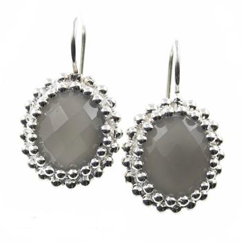 Earrings made of 925 sterling silver and grey moonstone   30 x 10 mm