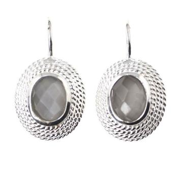 Earrings with grey moonstone