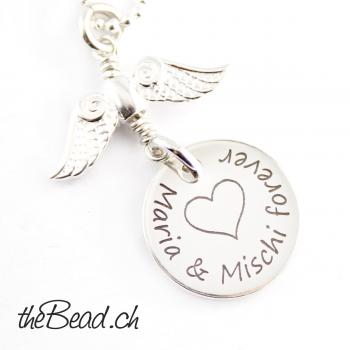 Silver Necklace with engraved name pendant