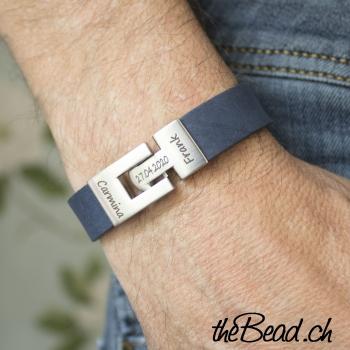 Lederarmband graviert mit Magnetverschluss