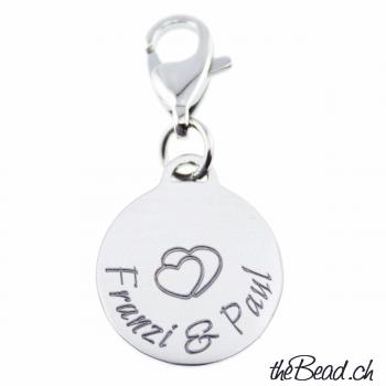 stainless steel charm with engraving