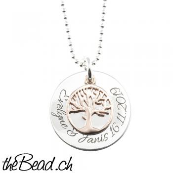 tree of life engraved necklace with swarovski