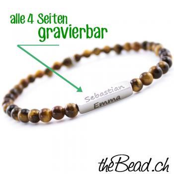 gravurarmbänder auf elastischem band Tigeraugen Armbändder zwei Stück