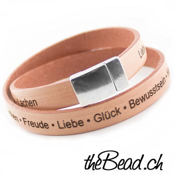 Lederarmband Glück Liebe Schmuck Onlineshop fuer Modeschmuck thebead