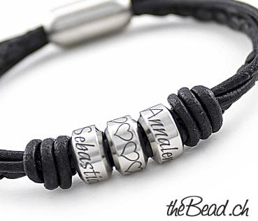 thebead Edelstahl Herrenarmband mit geflochtenem Leder theBead