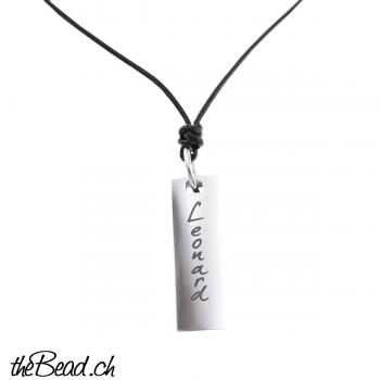 engraved stainless steel necklace by thebead