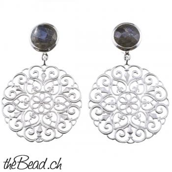 925 sterling silver earrings with labradorithe