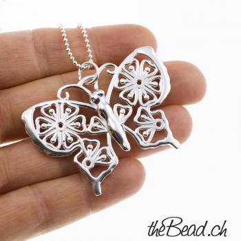 schmetterling butterfly silver pendant