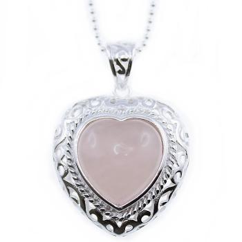 Silver Necklace with rose quartz pendant