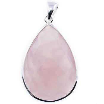 silver pendant rosequartz