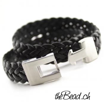 braided leather bracelet for men with magnetic clasp