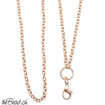 3 mm rose Kette mit Karabiner zum Einhängen von Anhängern