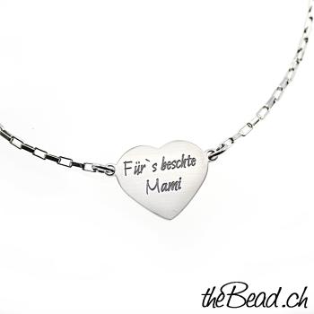 engraved necklace with heart pendant