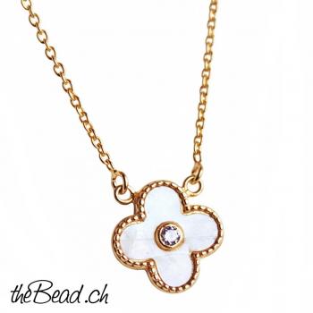 vergoldete Halskette mit Perlmutt Anhänger