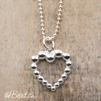 Herz Anhänger aus 925 Sterling Silber aus 925 Silber vom schweizer Onlineshop theBead