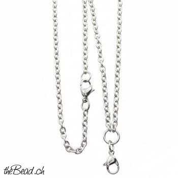 3 mm Kette mit Karabiner zum Einhängen von Anhängern, Länge wählbar