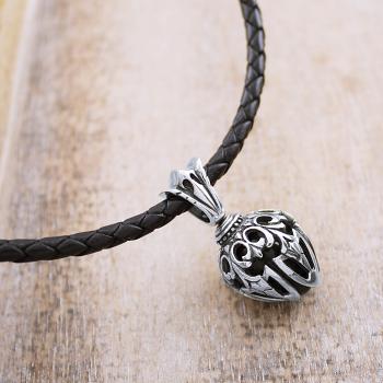 leahter necklace made of braided leather and silver pendant