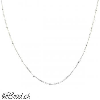 Silber Panzerkette mit kleinen Kügelchen, 45 cm lang