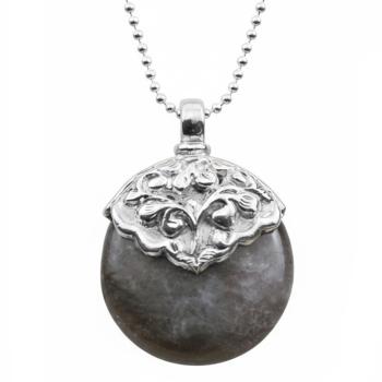 Silberhalskette mit Silber & GRAUQUARZ Anhänger