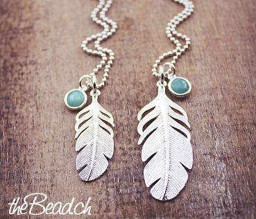 silver feather necklace