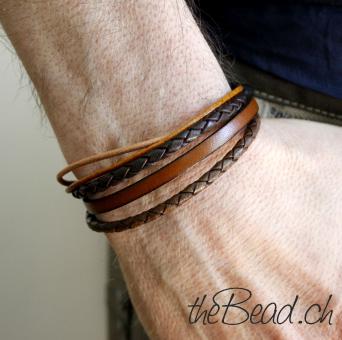 Herrenschmuck Lederarmband in Braun von thebead