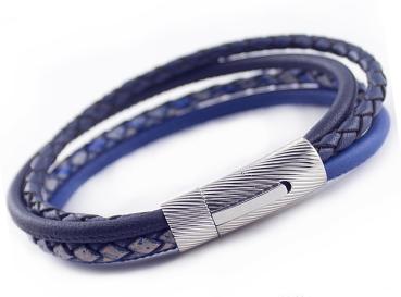 men leather bracelet BLUE CURL