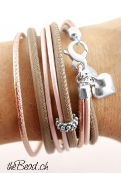 thebead Damen Lederarmband und tolle Geschenkidee one size mit muschel anhänger aus 925 silber theBead