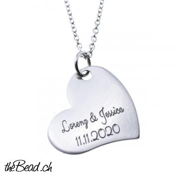 engraved heart pendant with engraving