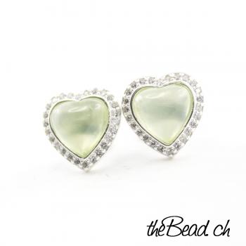 silver earrings with prehnite