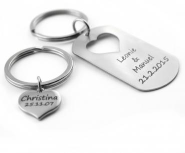 Preview: partner Schlüsselanhänger mit persönlicher Gravur graviert