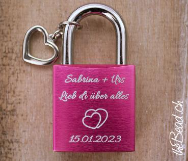 Alu Love Lock with heart pendant