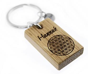Holz Schlüsselanhänger mit Symbol & Wunschgravur