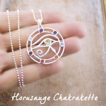 Preview: Silberhalskette HORUSAUGE mit echten Steinen, schöne Geschenkidee! Preview: Chakra Silberschmuck OM anhänger Halskette Geschenkidee