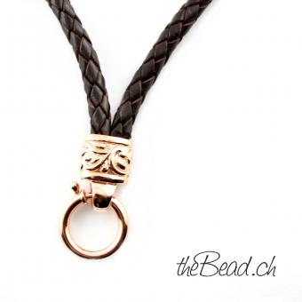 necklace leather rose gold by thebead
